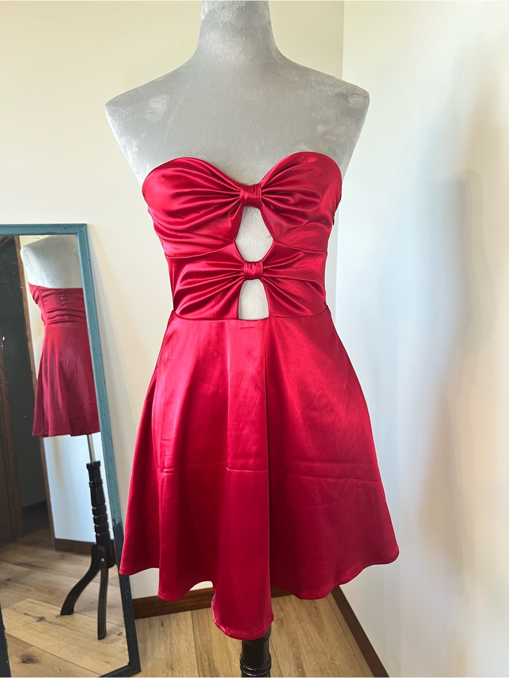 Altar'd State Red Strapless Mini Dress with Cutouts - Picture 2 of 8